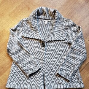 Sweater JM Collection  Medium Petite gray white